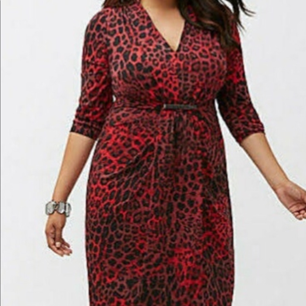 Lane Bryant Red and Black Cheetah Print Dress